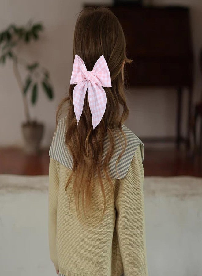 ميروكش مشبكان للشعر بنقشة مربعات الجاموس الوردية، عبوة من قطعتين، 5.5 بوصة، مبطنان بالقطن، مزينان بشريط مربعات، مشبك شعر على شكل فيونكة، مناسبان لعيد الحب، مناسبان للفتيات والسيدات، زي عيد الفصح، إكسسوار تزييني، هدية عيد ميلاد - Image 4